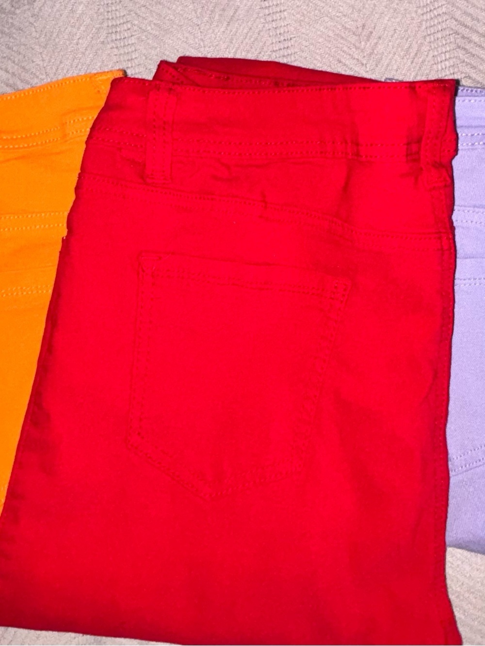 Women's Skinny Jeans - Vibrant Red , orange, lavender - bundle .    Active USA P